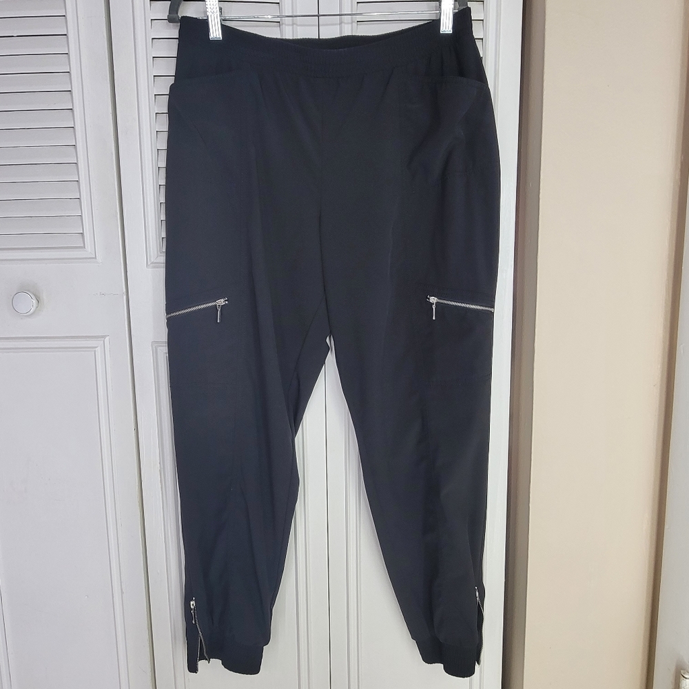 Black Track Pants with Zipper Details
